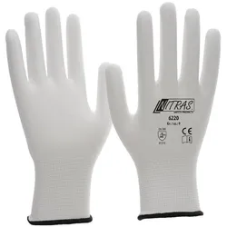 AS Arbeitsschutz Arbeitshandschuhe | Nitras Nylonhandschuhe, weiße Strickhandschuhe | Gr. 7