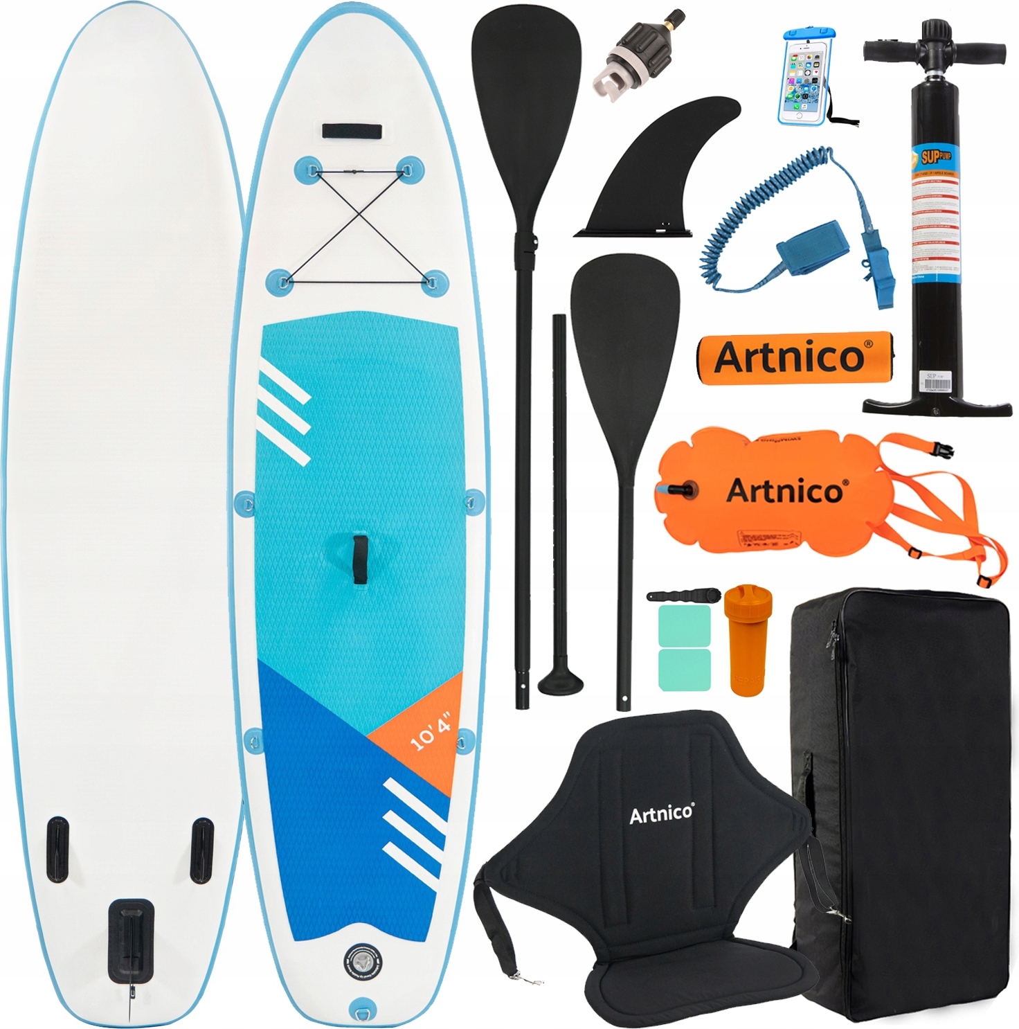 SUP-Board Artnico Wave Rider 315 x 79 cm mit Zubehör-stabil und sicher