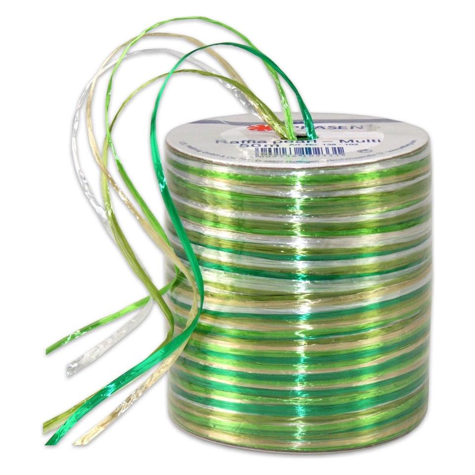 Pattberg Geschenkband Raffia Pearl 50 m, Grün-Töne (1x) (138 102)