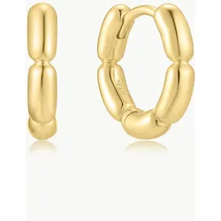 ANIA HAIE - HUGGIE HOOP EARRINGS - SEGMENTED PUFFY SHIELD - gold