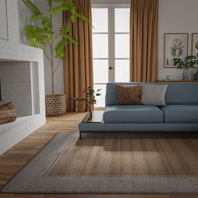 NAVATEXTURA Maude Hand-Tufted Bordered Geometric Beige/Ivory Area Rug