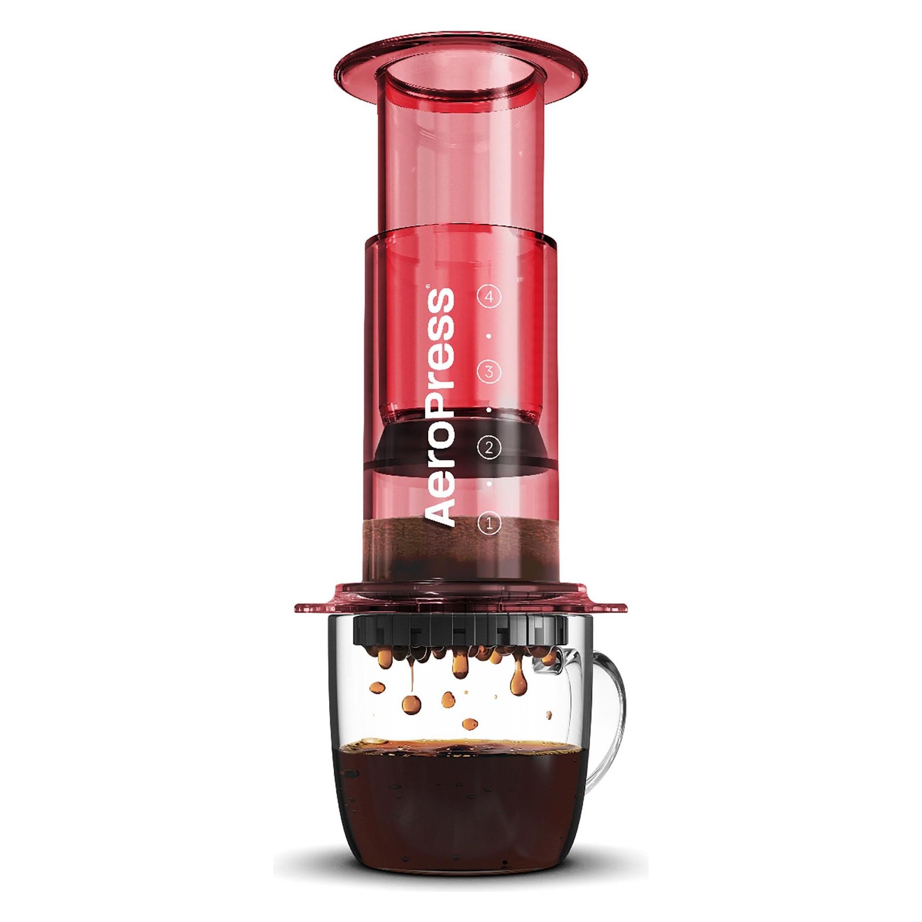 Aeropress Coffee Maker, Clear Red (0.28 l) (AeroPress-90RD05)