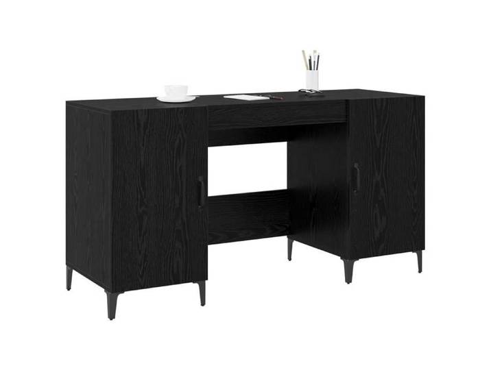 32629 Bureau MEUBLECHIC Noir Table à écrire - 1 PERSONNE - avec porte Chêne noir 140x50x75 cm Bois d'ingénierie（Printemps/été solde