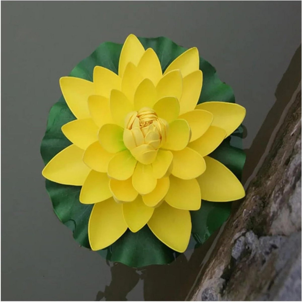 Kunstmatige Lotusbloem Geel - Drijvende Vijver Decoratie - 18 cm