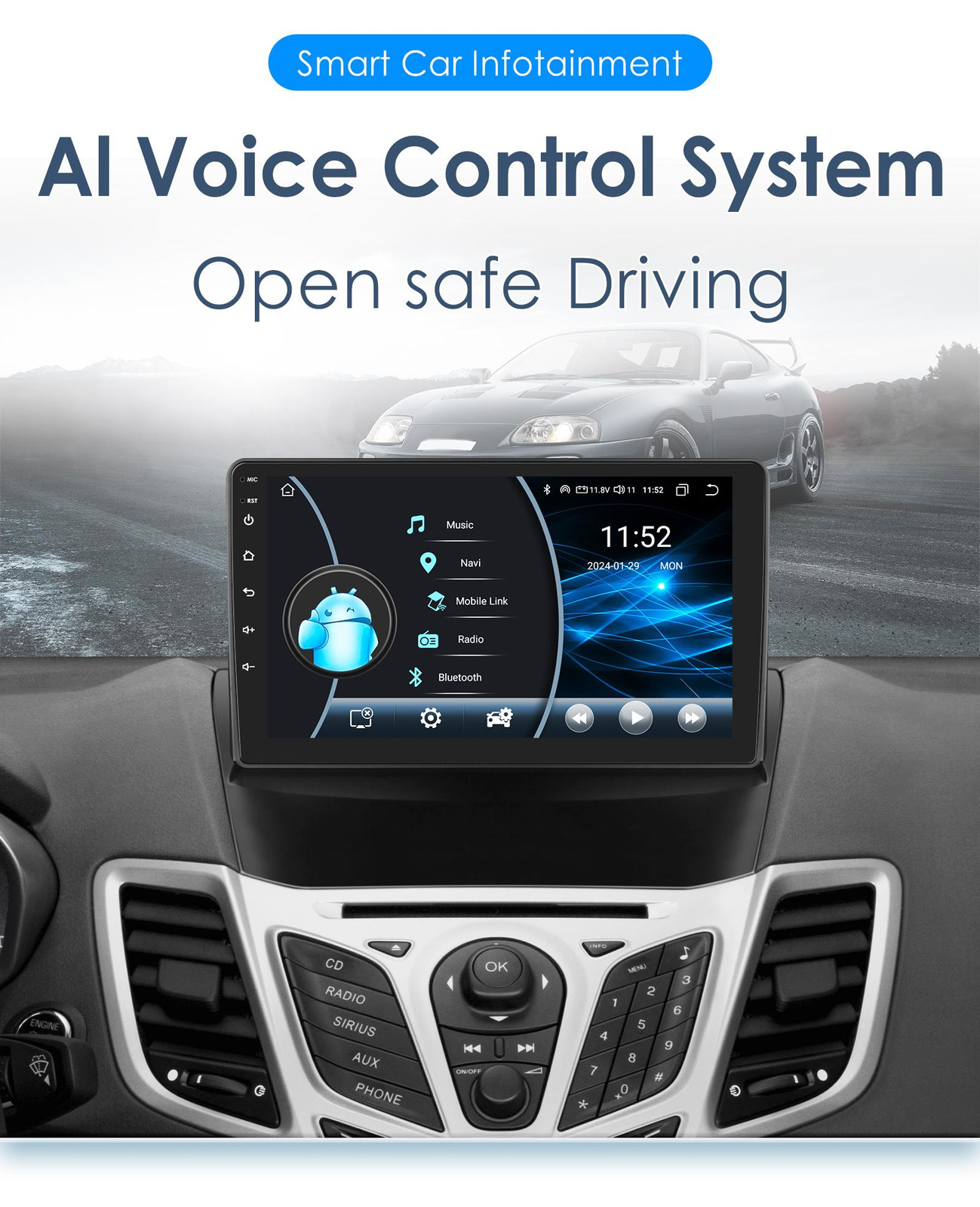 Selius Autoradio Draadloos CarPlay met 8Core Processor en 128 GB Opslag