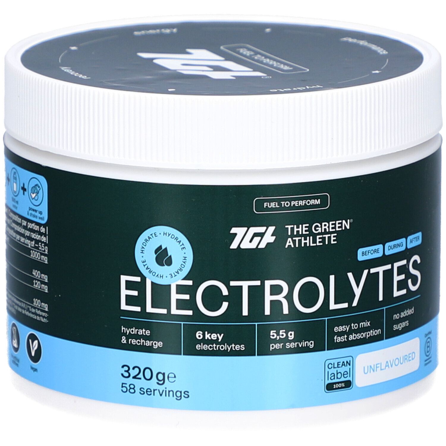 The Green Athlete Elektrolytes unflavoured 320g 320 g Pulver