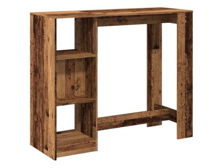 Tmriohed Bartisch mit Regal 124x46x103,5 cm Stehtisch Altholz-Optik Praktischer Hochtisch für Küche und Esszimmer mit 4 offenen Fächern für Getränke sowie Geschirr bei hoher Stabilität.