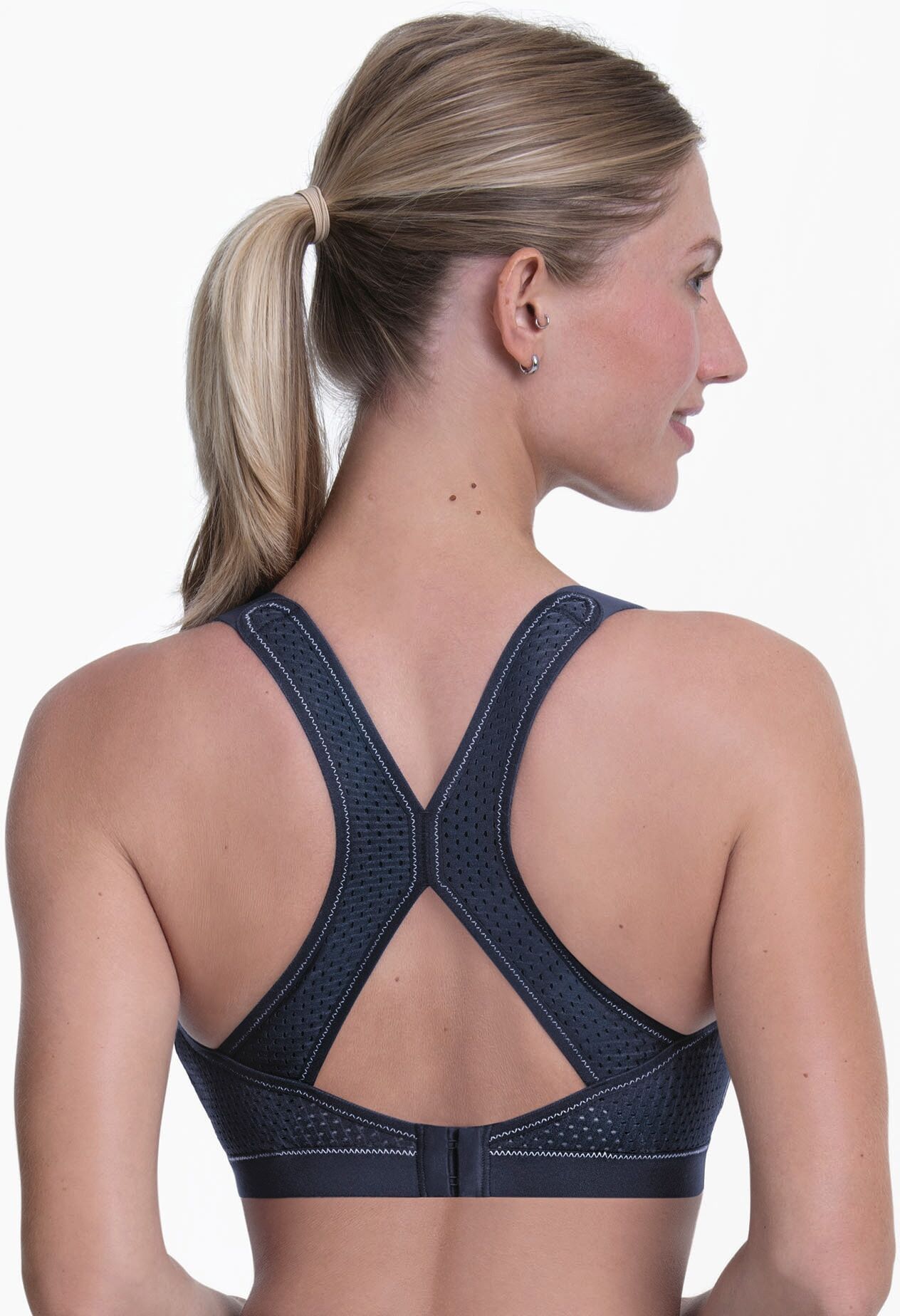 Sport-BH ANITA ACTIVE "DYNAMIX STAR - Sport-BH mit X-Back", Damen, Gr. 90, Cup B, blau (weiß, neutral), Obermaterial: 45% Polyester, 35% Polyamid, 10% Elasthan, 10% Polyurethan, BHs Sport-BH weiß, neutral 90, Cup B