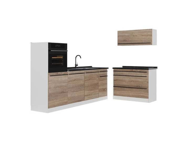 Cuisine R-Line 220cm plan de travail Anthracite Sonoma/Blanc Vicco 67453