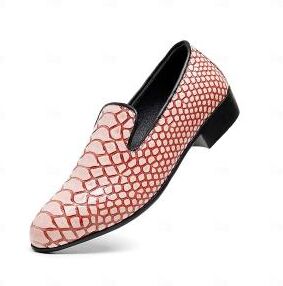 LightInthebox Men's Orange Crocodile-Embossed Dress Loafers, Bold Color Leather Upper, Fashion Luxury Style, Ideal for Trendsetters Evening Events and Weddings