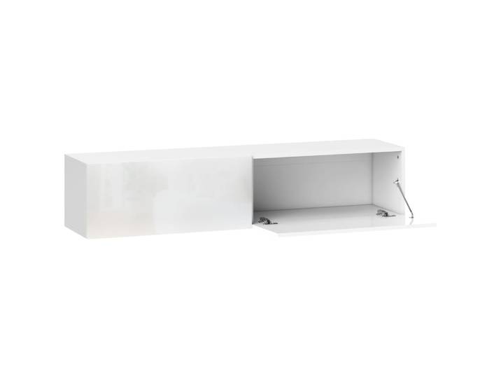 Meuble tv suspendu 2 placards à portes blanc