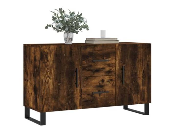 KTHLBRH Anrichte Eiche Rauch 100 x 36 x 60 cm Holz mehrschichtig Metallbeine, großer Stauraum, stabile Tischplatte, praktische Türen