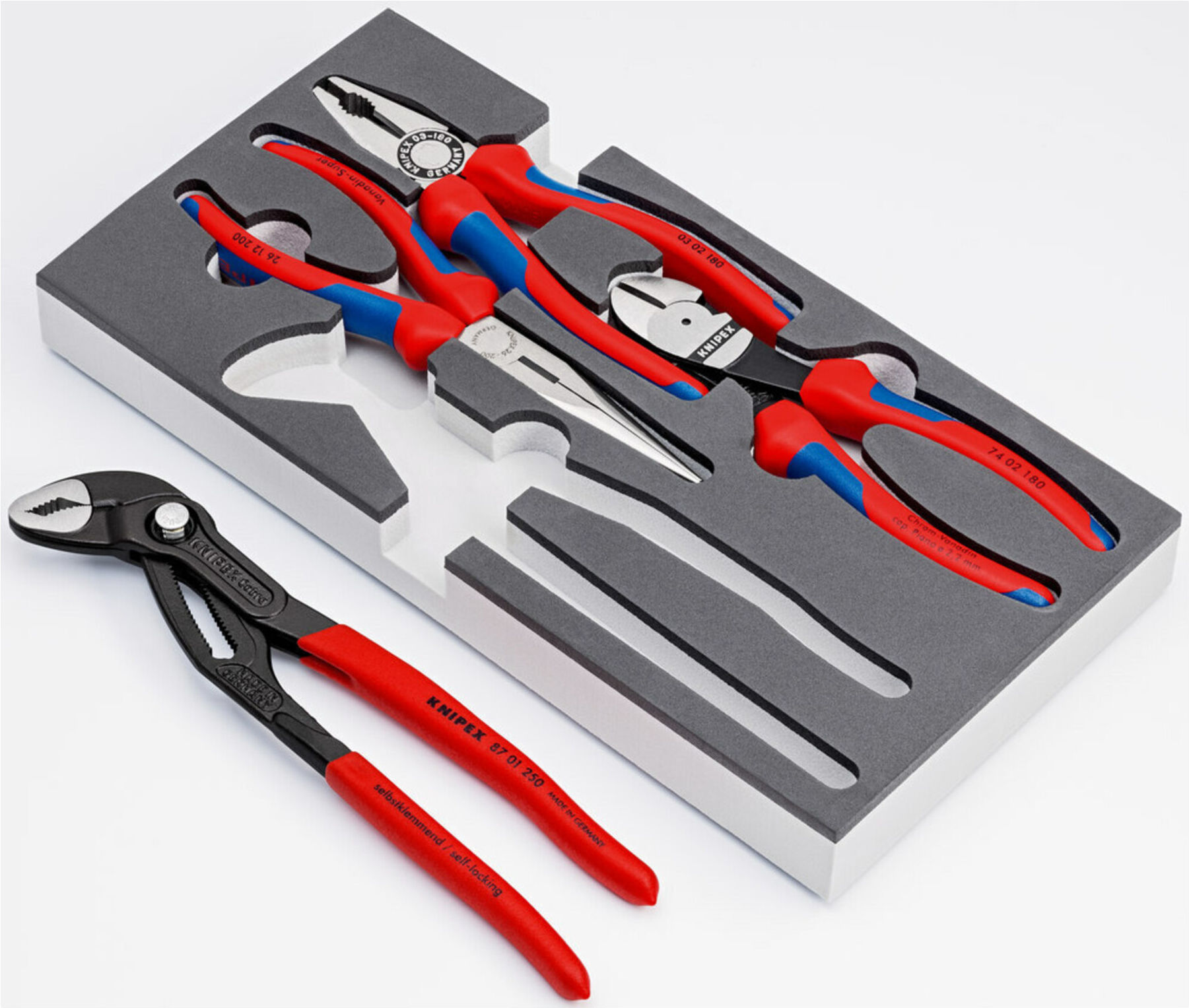 KNIPEX 00 20 01 V15 Zangen-Set in Schaumstoffeinlage 4-teilig )