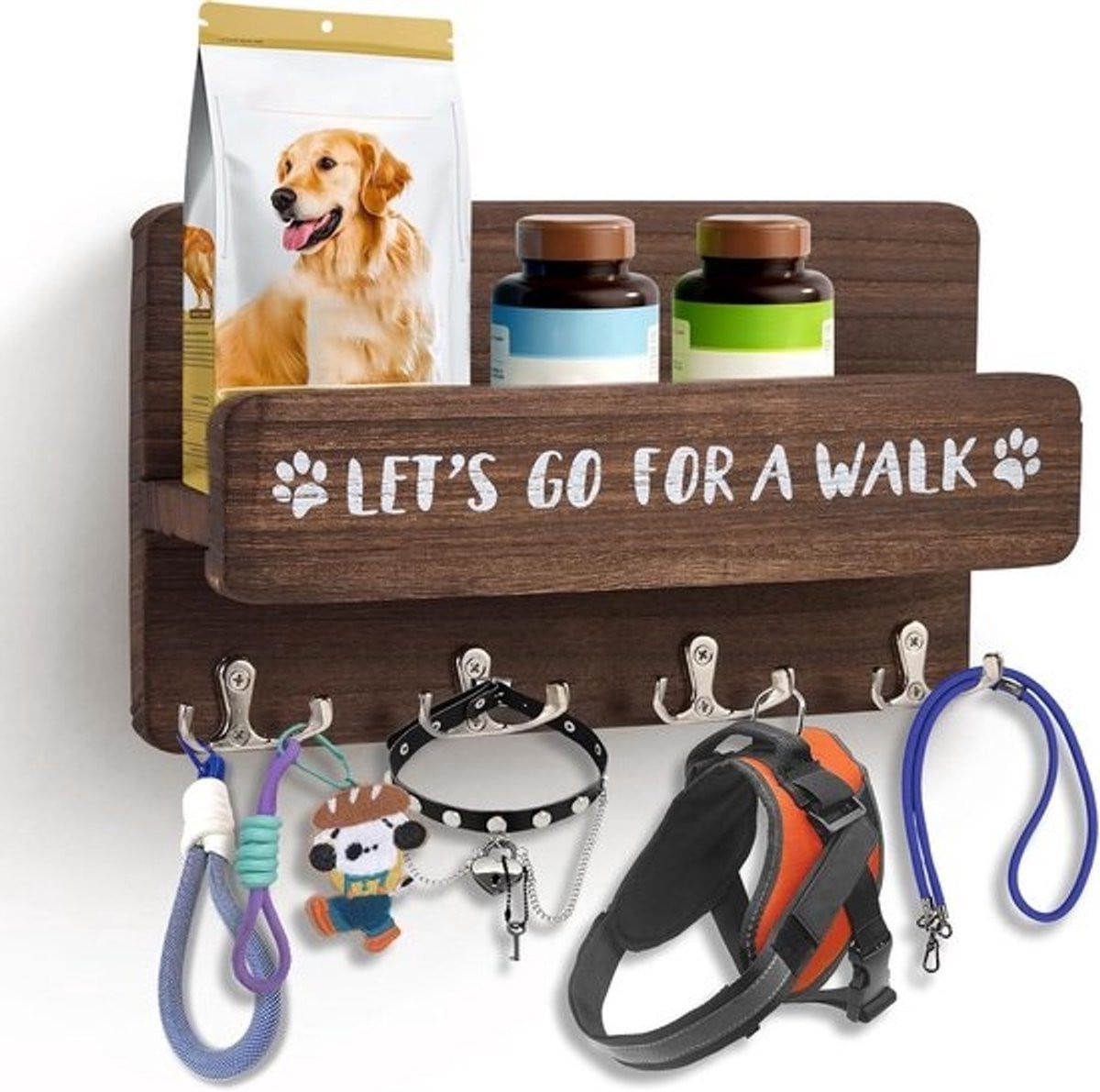 Hondenkapstok met plank - Wandhouder voor hondenriemen en accessoires