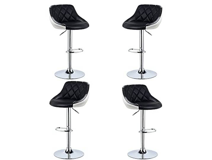 Barhocker, 4 Stück, hoch, für Küche, Stuhl, Wohnzimmer, Schwarz / Weiß