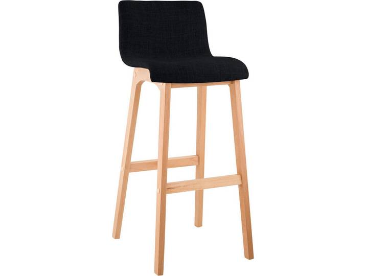 CLP Barhocker Stoff Schwarz, Holz, 41x102x46 cm, Esszimmer, Barmöbel, Barhocker