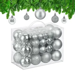 Relaxdays Weihnachtskugeln im 50er Set Silber