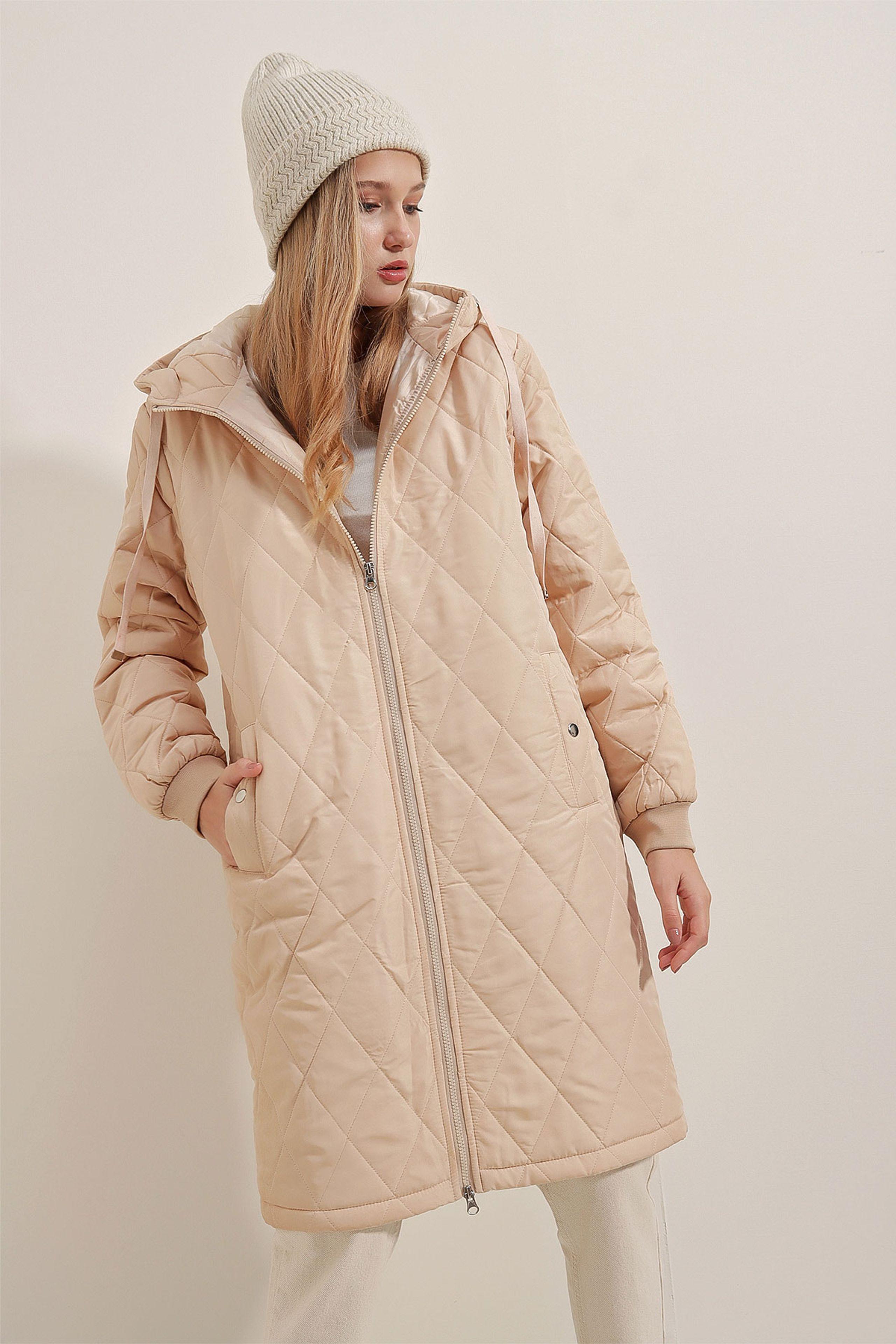 Hooded oversized lange puffer downjas