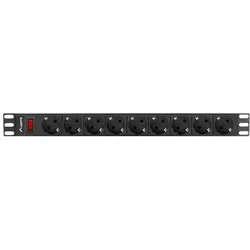 Lanberg PDU-09F-0300-BK Stromverteilereinheit (PDU) 9 AC-Ausgänge 1U Schwarz, Grau