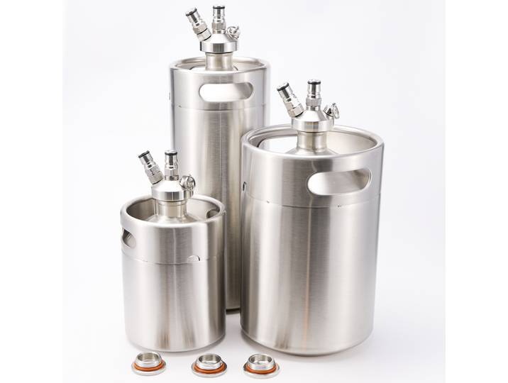 Mini fût avec verrouillage à bille, capuchon de gazage, 2/4/5l, en acier inoxydable 304, barils de pique-nique portables à paroi unique, fût de bière pour brassage à domicile