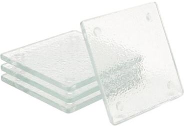 Creative Labs Home Textured Tempered Glass Drink Coasters (Set of 4)