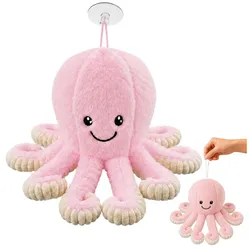 Plüsch-Oktopus mit Saugnapf, rosa, 16 cm