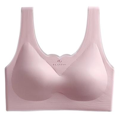 Damen Yoga-BH Sport-BH Unterwäsche Push-Up Hosen Geringe Unterstützung Bürgellos Gefüttert Einfarbig Sport Sportkleidung Schwarz Rosa Fitnessstudio Training Laufen