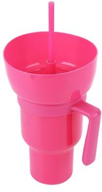 Uplifted Trends Snack And Drink Cup With Straw Handle Stadium Tumbler For Movies Travel And Home rose Red