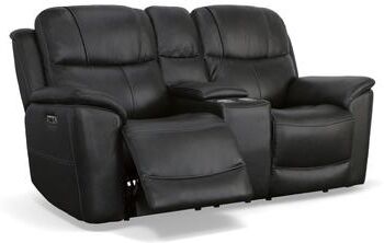 Crew Leather Power Reclining Zero Gravity Loveseat with Console, Power Headrests & Lumbar by Flexsteel