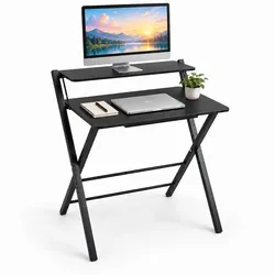 Relaxdays Klappbarer Schreibtisch Monitoraufsatz Schwarz