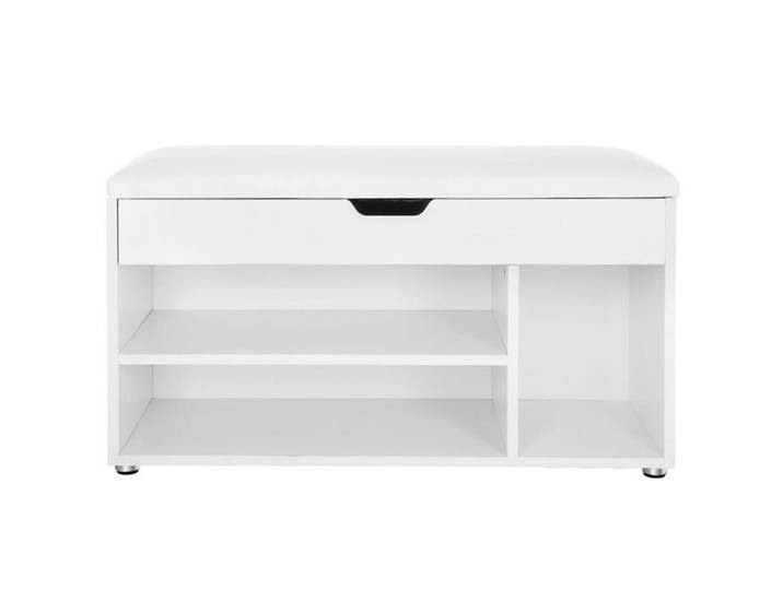 Banc de rangement a chaussures avec coussin confortable 3 compartiments coffre banquette avec assise 2 etages 80 x 30 x