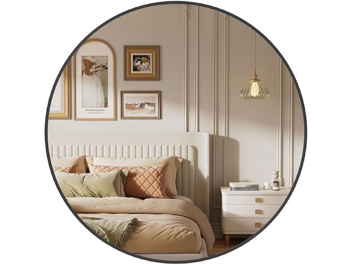 Spiegel rund SONGMICS AMBRE 61x61cm schwarz