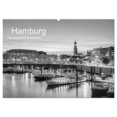 Hamburg monochrome Impressionen (Wandkalender 2027 DIN A2 quer), CALVENDO Monatskalender