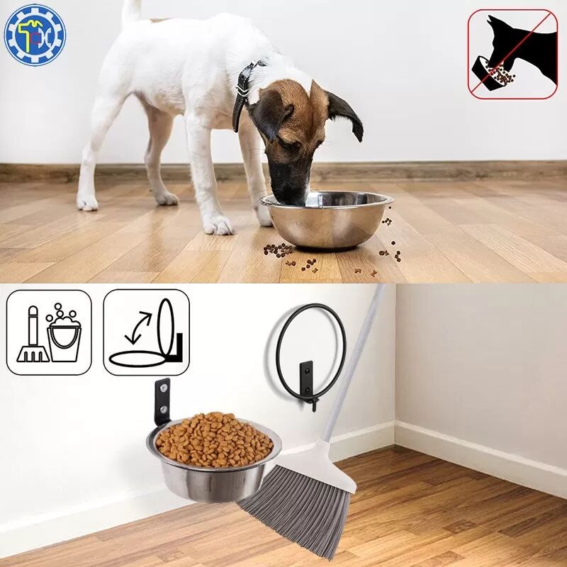 INF Gamelle murale pliable pour animaux de compagnie 20 cm - Acier inoxydable, anti-renversement