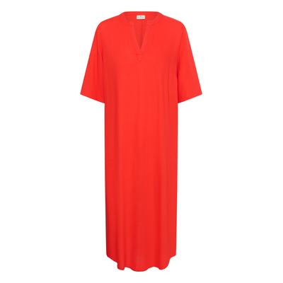 Midikleid KAFFE "Damen Kleid KAmilia", Damen, Gr. 34, N-Gr, rot (poppy rot), Obermaterial: 70% Viskose CV. 30% Leinen LI., Kleider Midikleid