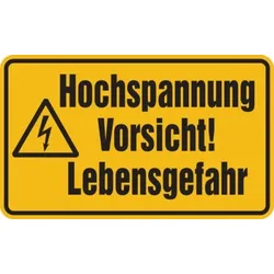 Warnschild, Hochspannung Vorsicht! Lebensgefahr - 200x120x1.5 mm Kunststoff