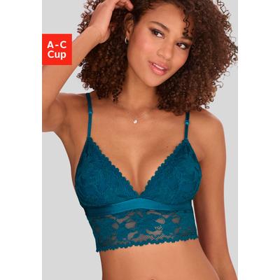 Bralette-BH LASCANA "BH ohne Bügel, Longline-BH, Spitzen-BH, als Dessous-Set kombinierbar", Damen, Gr. 75, Cup C, grün (smaragd), Spitze, Obermaterial: 60% Polyamid, 35% Polyester, 5% Elasthan, BHs, sexy Dessous, sexy Unterwäsche Damen