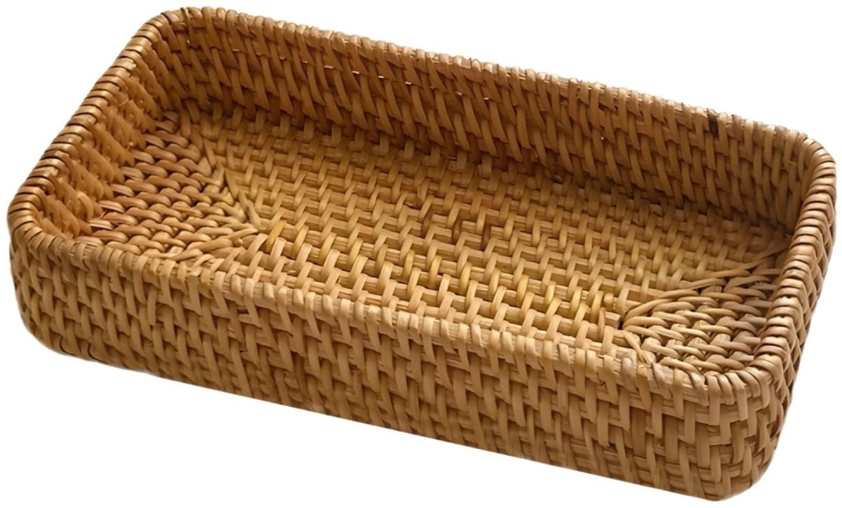 Omgoods Rieten Opbergmand met Open Weave voor Decoratie en Organisatie - Rectangulaire Tray