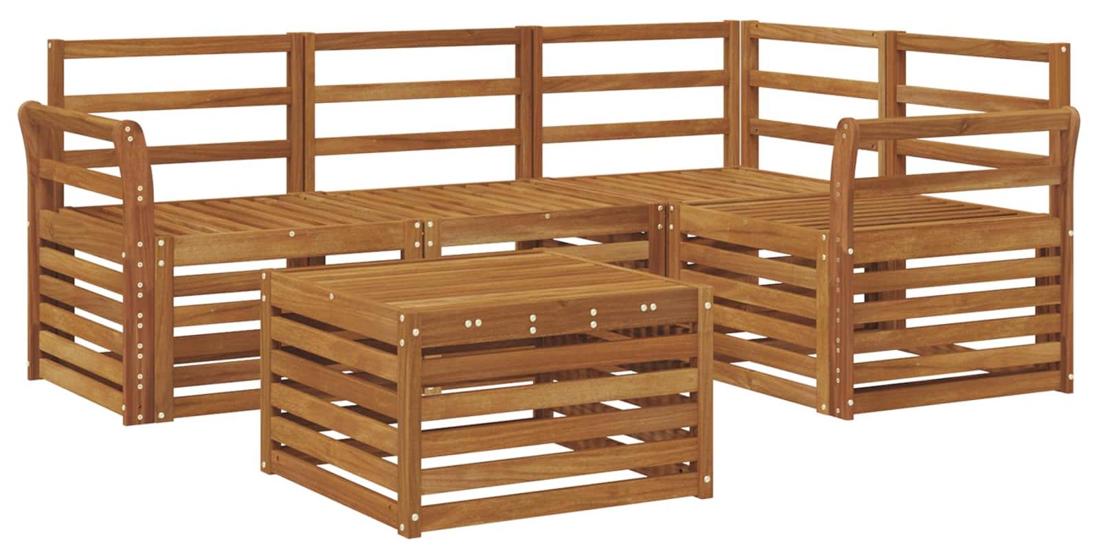 Outdoor-Sofagarnitur 5 pcs Natur