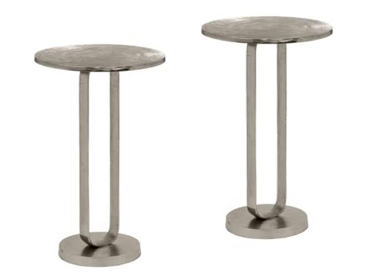 meineWunschleuchte Couchtisch 2er Set rund aus Metall in Silber, Höhe 61cm