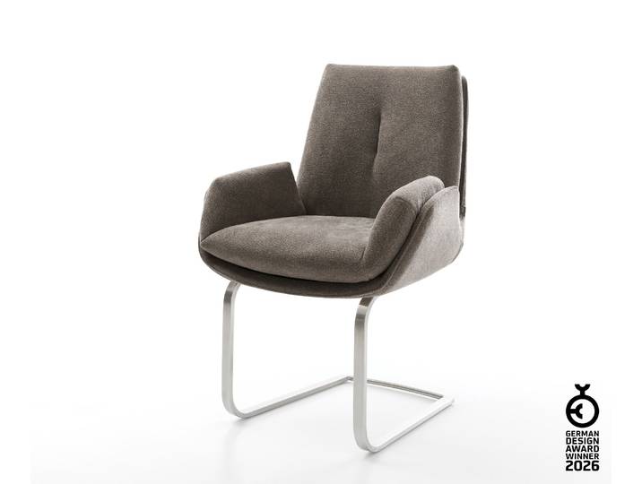 Freischwinger Clea-Flex Strukturstoff Soft Taupe Freischwinger flach Edelstahl, Esszimmerstühle