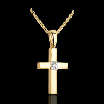 Edenly DiamantanhÃ¤nger Kreuz in Gelbgold