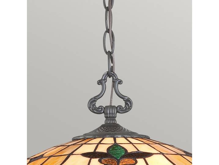 Kami Pendelleuchte, bunt/bronze, 51 cm - QUOIZEL - Wohnzimmer - Tiffany - Glas - Mit Schirm