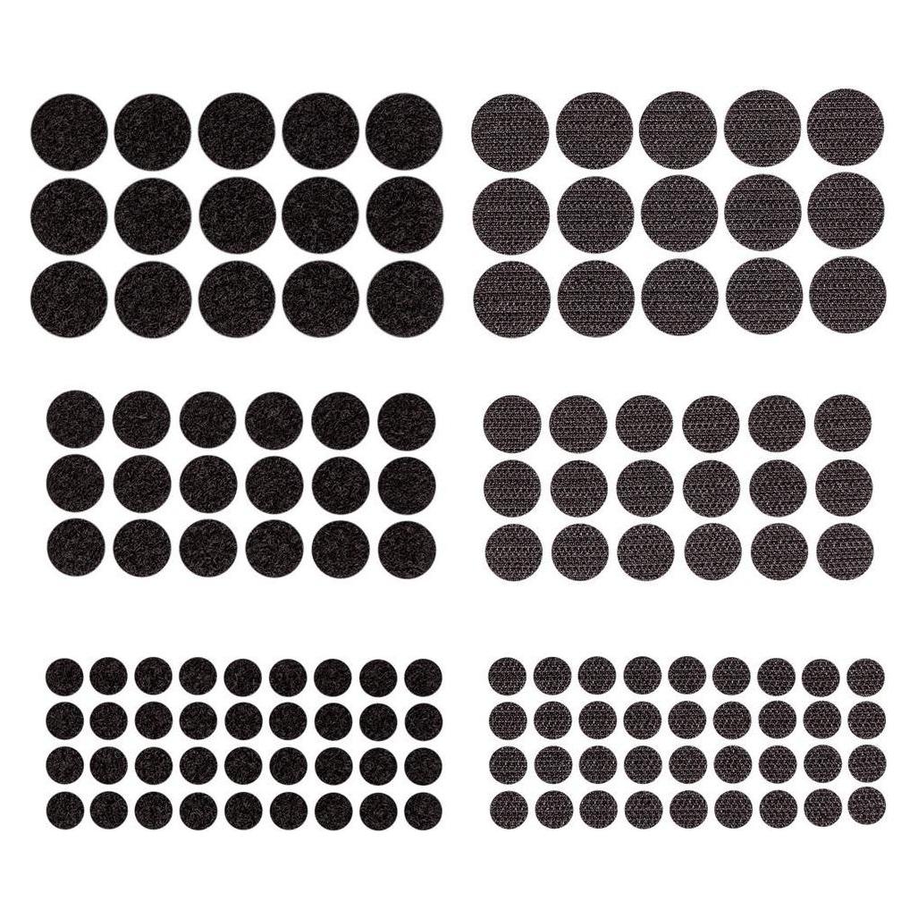 DP Craft Rundes selbstklebendes Klettband, schwarz, 69 Stück, Mix (10 mm) (47658156)