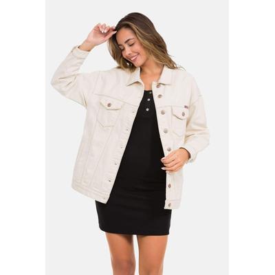 Jeansjacke CIPO & BAXX "Jeansjacke", Damen, Gr. L, beige, Stoff, 100% Baumwolle, unifarben, relaxed fit normal, Manschette, Jacken Jeansjacke, mit stylischen auffälligen Elementen, WJ211