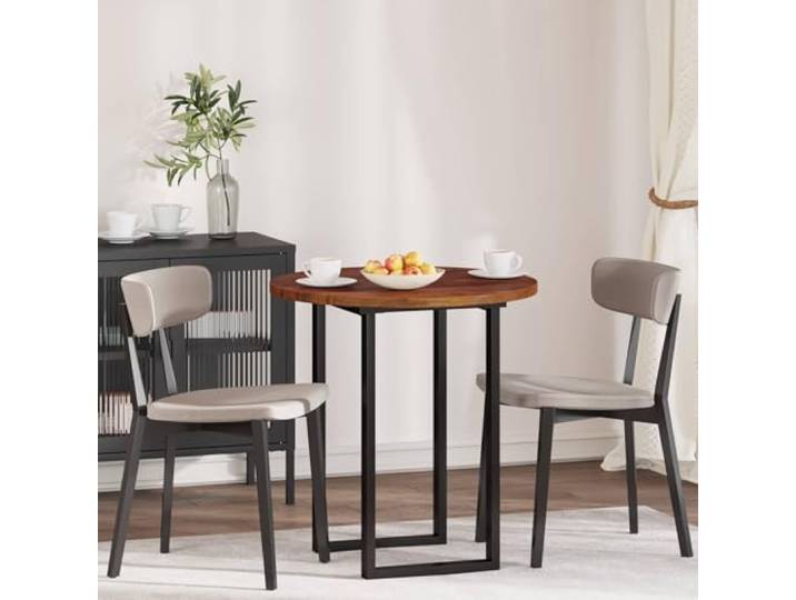 PTUGUOF Tischplatte Ø 70 x 2,5 cm Rund Massivholz Eiche Hellbraun Umkehrbares Design, Robust, Für Küche Esszimmer Wohnzimmer, Pflegeleicht