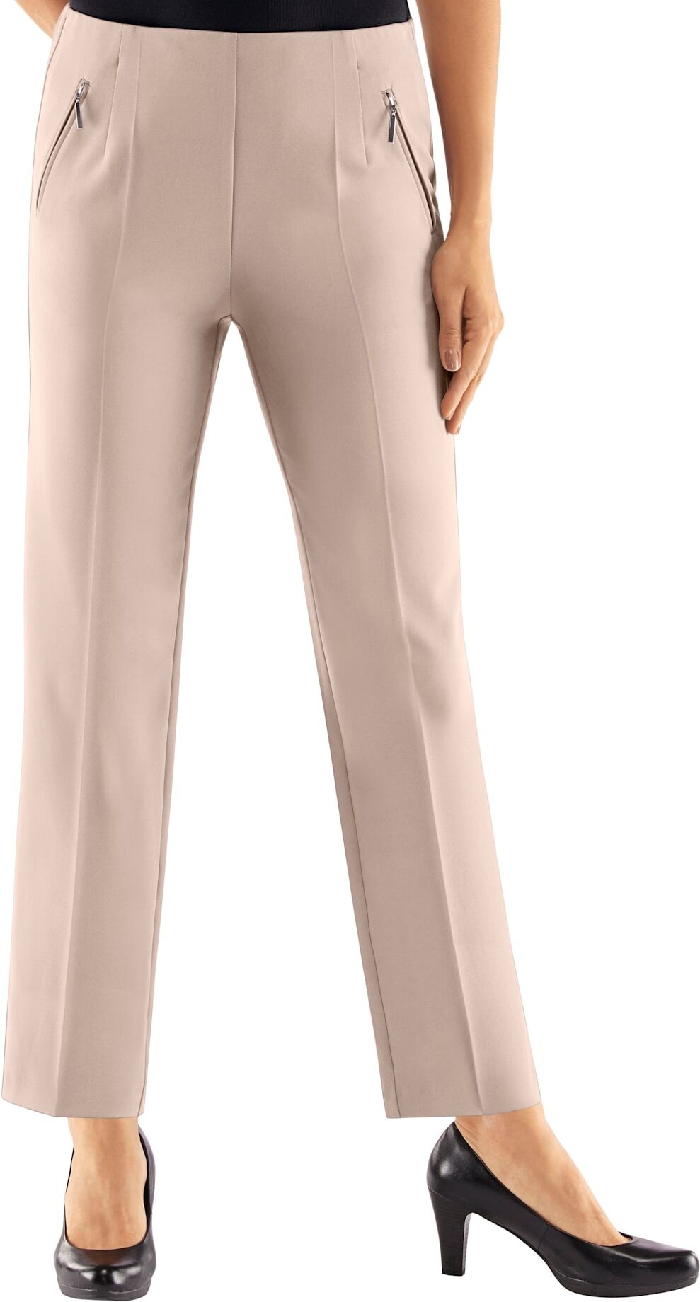 Schlupfhose ADELINA, Damen, Gr. 245, Extrakurzgrössen, beige, 88% Polyester, 12% Elasthan, unifarben, lang, Hosen Schlupfhose beige 245, Extrakurzgrössen