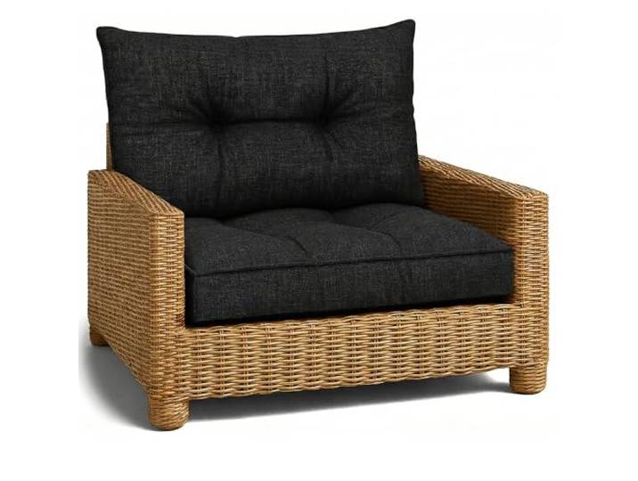 Coussin extérieur pour jardin lounge meubles rotin fauteuil banc Ensemble: siège 50x50 cm et dossier 40x50 cm pour balcon terrasse jardin déperlant matelassé Graphite aspect lin