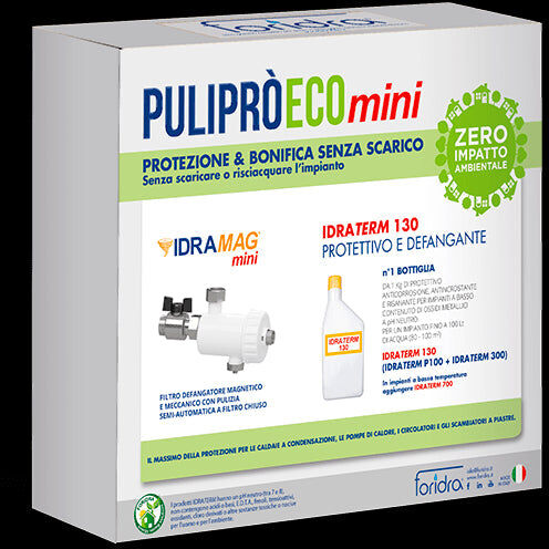 Foridra Kit Protezione Per caldaie Puliprò Eco Mini Con Defangatore Idromag Mini e Anticorrosivo Idraterm 130