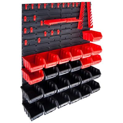 Helloshop26 - 29-teiliges Aufbewahrungsbox- und Wandpaneel-Set rot und schwarz 02_0003847